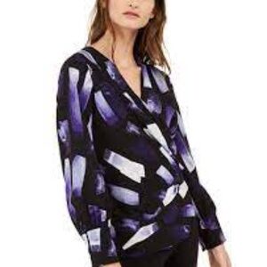 Alfani Printed Surplice Top